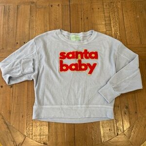 judith march santa baby waffle pullover top womens small crewneck blue glitter